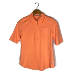 Jo Fit Womens XS Polo Shirt 1/4 Zip Golf Pocket Soft Orange